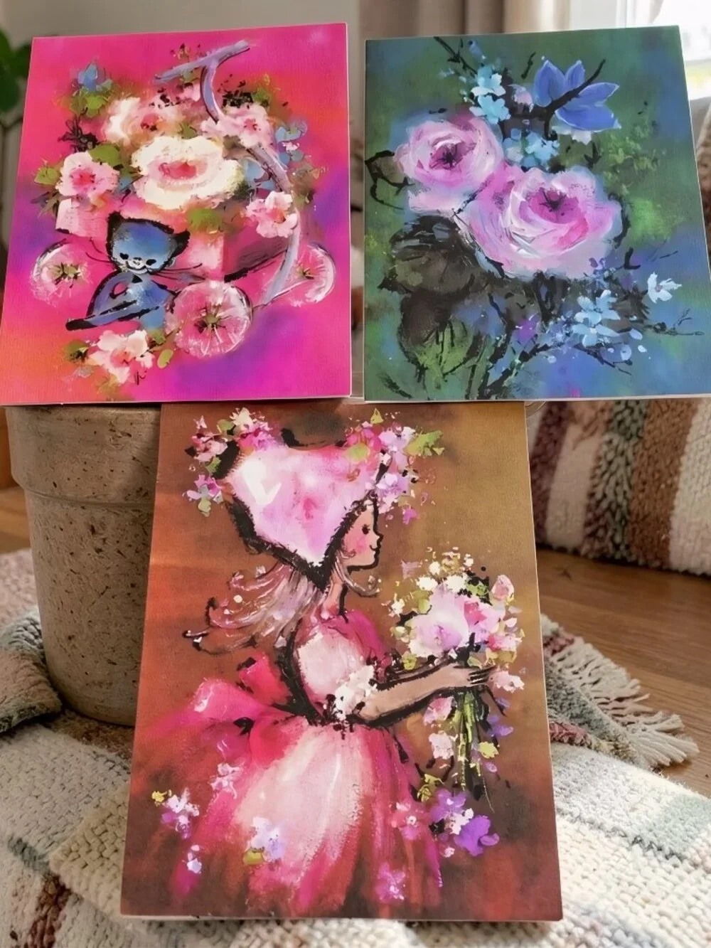 Creations by Gigi 3 Greeting Cards Birthday Get Well Keeping in Touch Unused